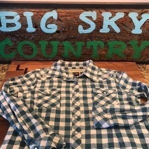 Plaid Bit & Bridle Western Thick Flannel top long sleeve shirt horseshoe design